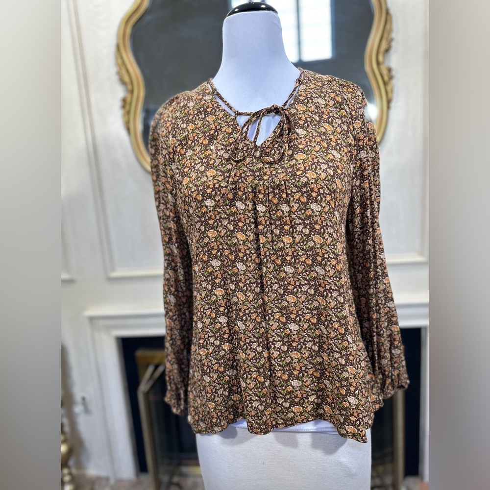 Natural Life Long Sleeve Blouse M Granola Girl Boho Floral‎